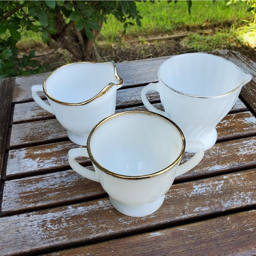 Fire King Vintage Milk White Creamer Sugar Dish